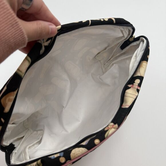 Trina Vintage Style Perfume Pattern Bow Cosmetic Bag Bow Travel - Picture 5 of 6